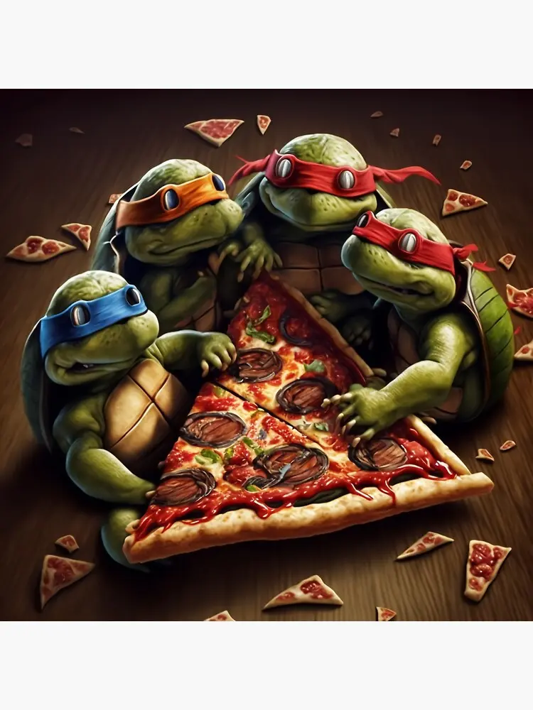 las tortugas ninja comiendo pizza - Cómo se llama la tortuga ninja que come pizza