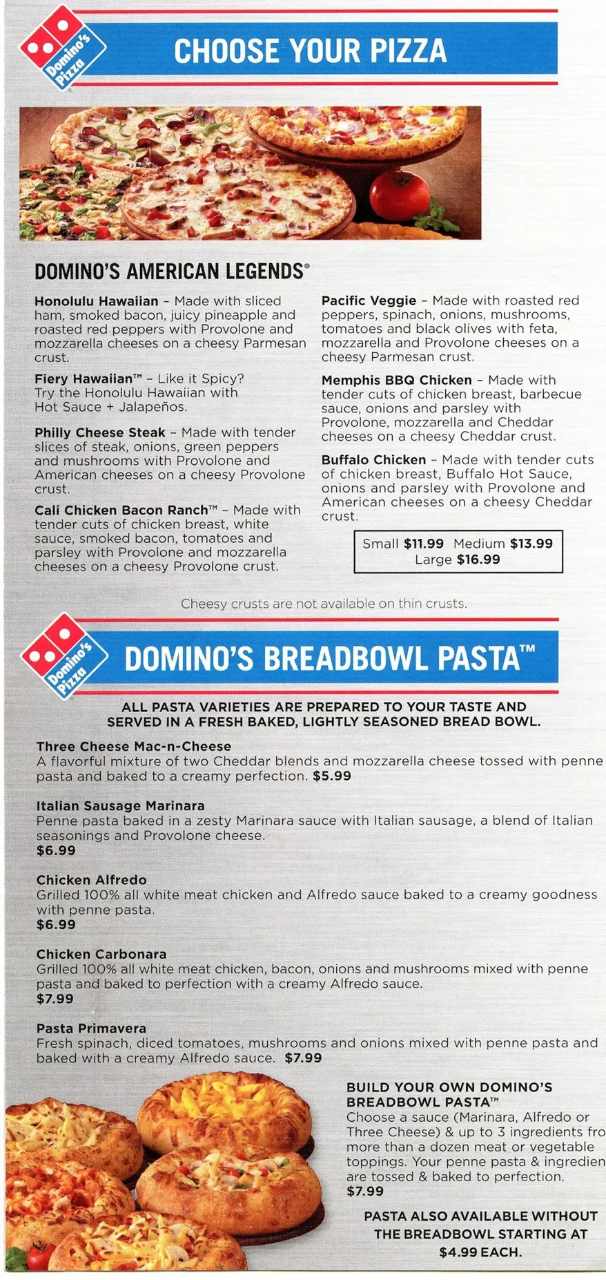 menu of domino's pizza - What is Dominos $19.99 deal