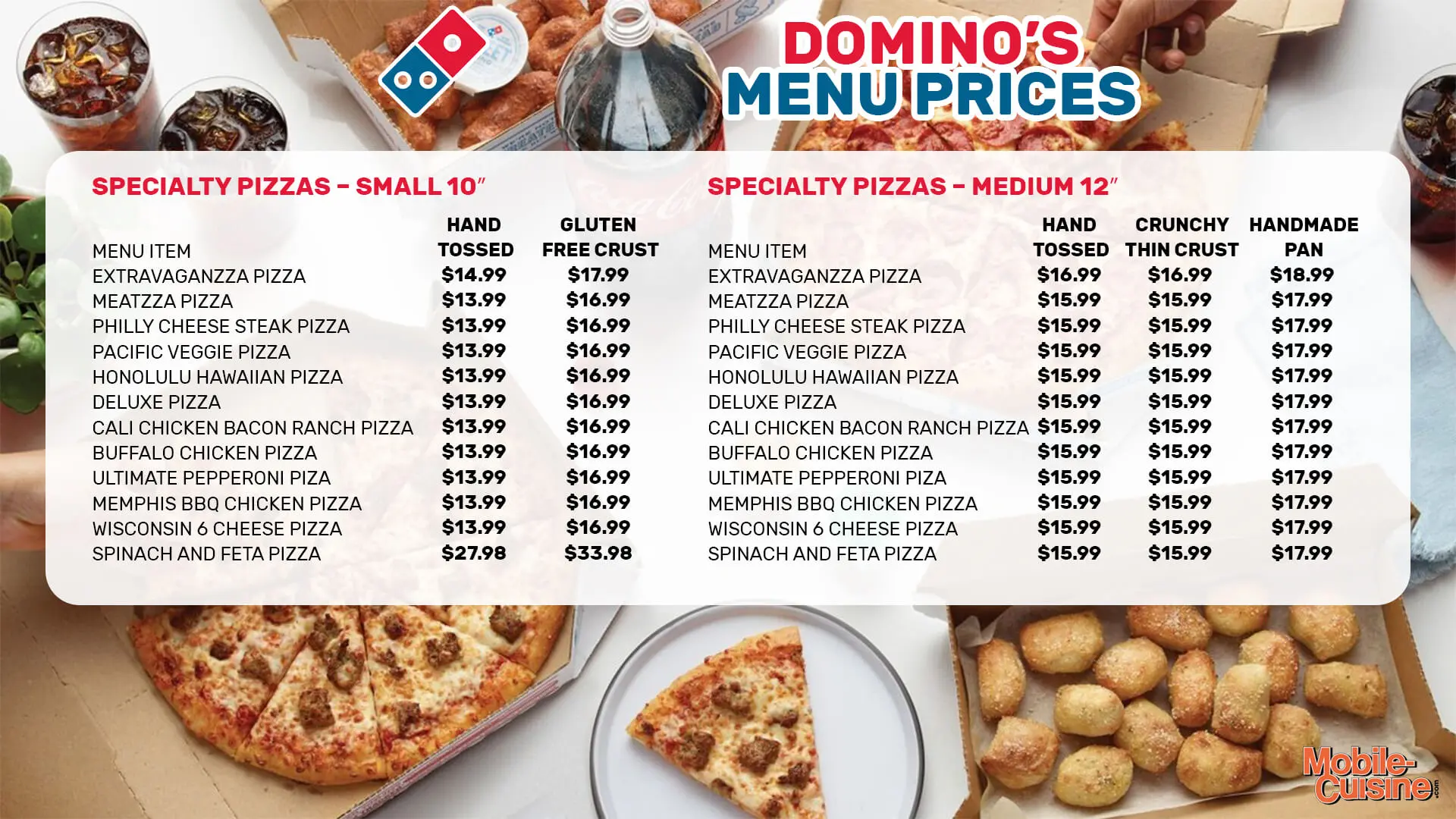 menu of domino's pizza - What kind of food does Domino's sell